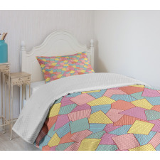 Tile Pattern Stripes Bedspread Set