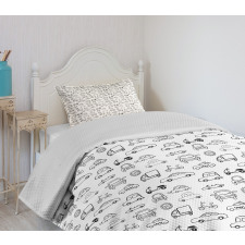 Transportation Sketch Art Bedspread Set