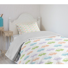 Simple Pastel Automobiles Bedspread Set