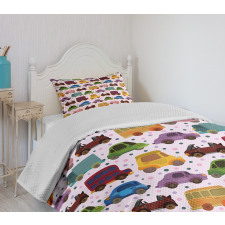 Cartoon Vehicle Design Bedspread Set