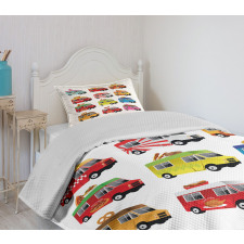 Colorful Food Trucks Bedspread Set