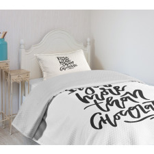 Chocolate Phrase Bedspread Set