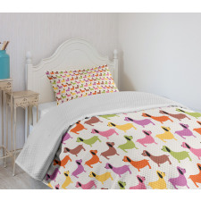 Colorful Puppy Motif Bedspread Set