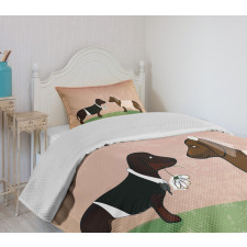 Cartoon Dog Marriage Bedspread Set