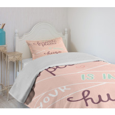 Typography with Soft Color Bedspread Set