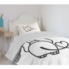 Love Theme Doodle Style Bedspread Set