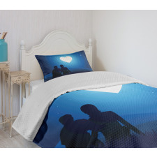 Couple Silhouette Bedspread Set