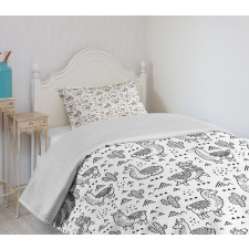 Doodle Alpaca Design Bedspread Set