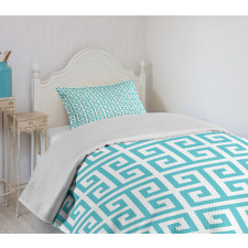 Blue and White Fret Bedspread Set