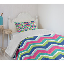 Colorful Chevron Lines Bedspread Set