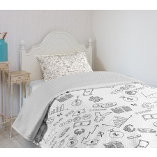 Monochrome Dollar Doodle Bedspread Set