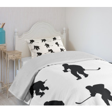 Black Player Silhouettes Bedspread Set