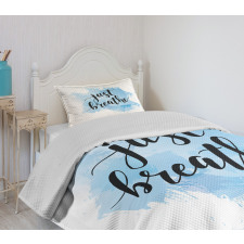 Phrase on Blue Bedspread Set