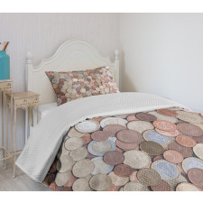 Euros and Cent Coins Bedspread Set