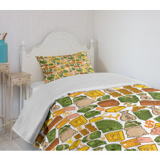 Colorful Pound Signs Bedspread Set