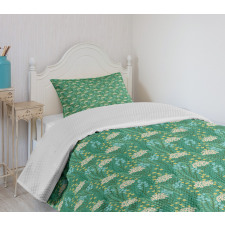 Blooming Leaves Petals Bedspread Set