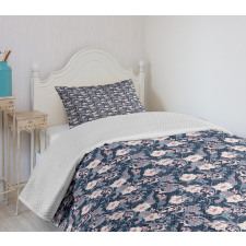 Magnolia and Roses Bedspread Set