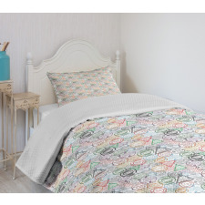 Retro Postal Pattern Bedspread Set