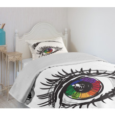 Colorful Pupil of a Woman Bedspread Set