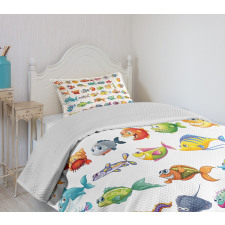 Happy Fish Abstract Bedspread Set