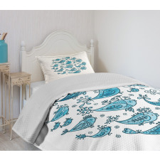 School of Fish Sketch Art Bedspread Set