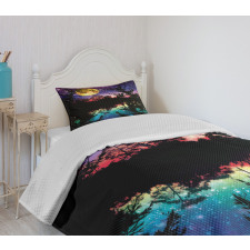 Night Sky Trees Bedspread Set