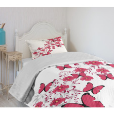 Flower Butterfly Bedspread Set