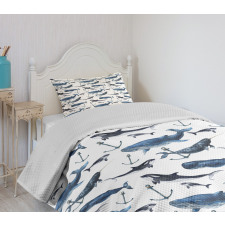 Orcas and Blue Whales Bedspread Set