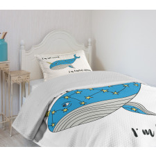 Hand Drawn Blue Whale Bedspread Set