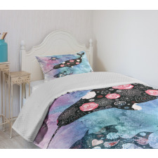 Floral Whale and Fish Bedspread Set