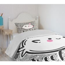 Abstract Whale Motif Bedspread Set