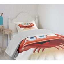 Comic Mascot Sunglasses Bedspread Set