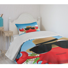 Crustacean Sunglasses Hat Bedspread Set