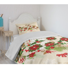 Flower Reindeer Motif Bedspread Set