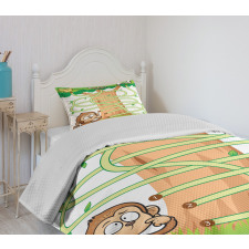 Curious Monkey Bedspread Set