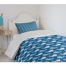 Bicolor Ocean Animals Bedspread Set