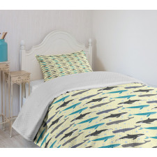 Swimming Mammals Yellow Bedspread Set