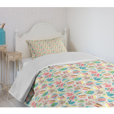 Cartoon Bunnies Dots Bedspread Set