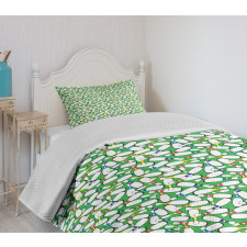 Colorful Pins on Green Bedspread Set