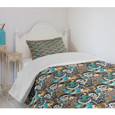 Colorful Objects Marine Bedspread Set