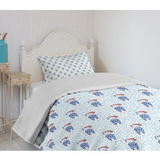 Cat in Blue Sailor Suit Bedspread Set