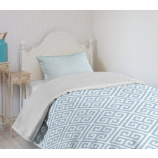 Pale Blue Maze Tile Bedspread Set