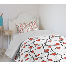 Geometric Hearts Bedspread Set