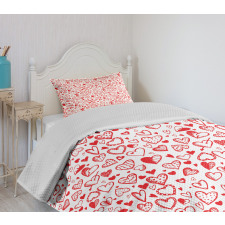 Red and White Sketch Bedspread Set