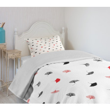Red Black Ginkgo Leaves Bedspread Set