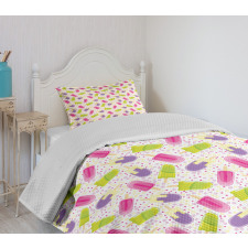 Cartoon Popsicle Dots Bedspread Set