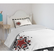 Grunge Strip Star Bedspread Set