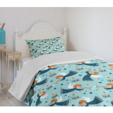 Winged Girl Trumpet Bedspread Set