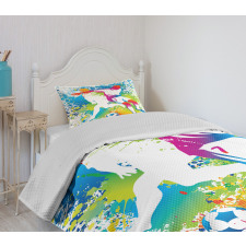 Football Players Colorful Bedspread Set