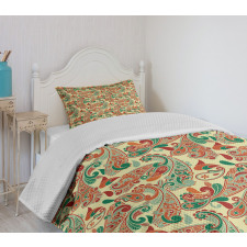 Paisley Style Leaves Bedspread Set